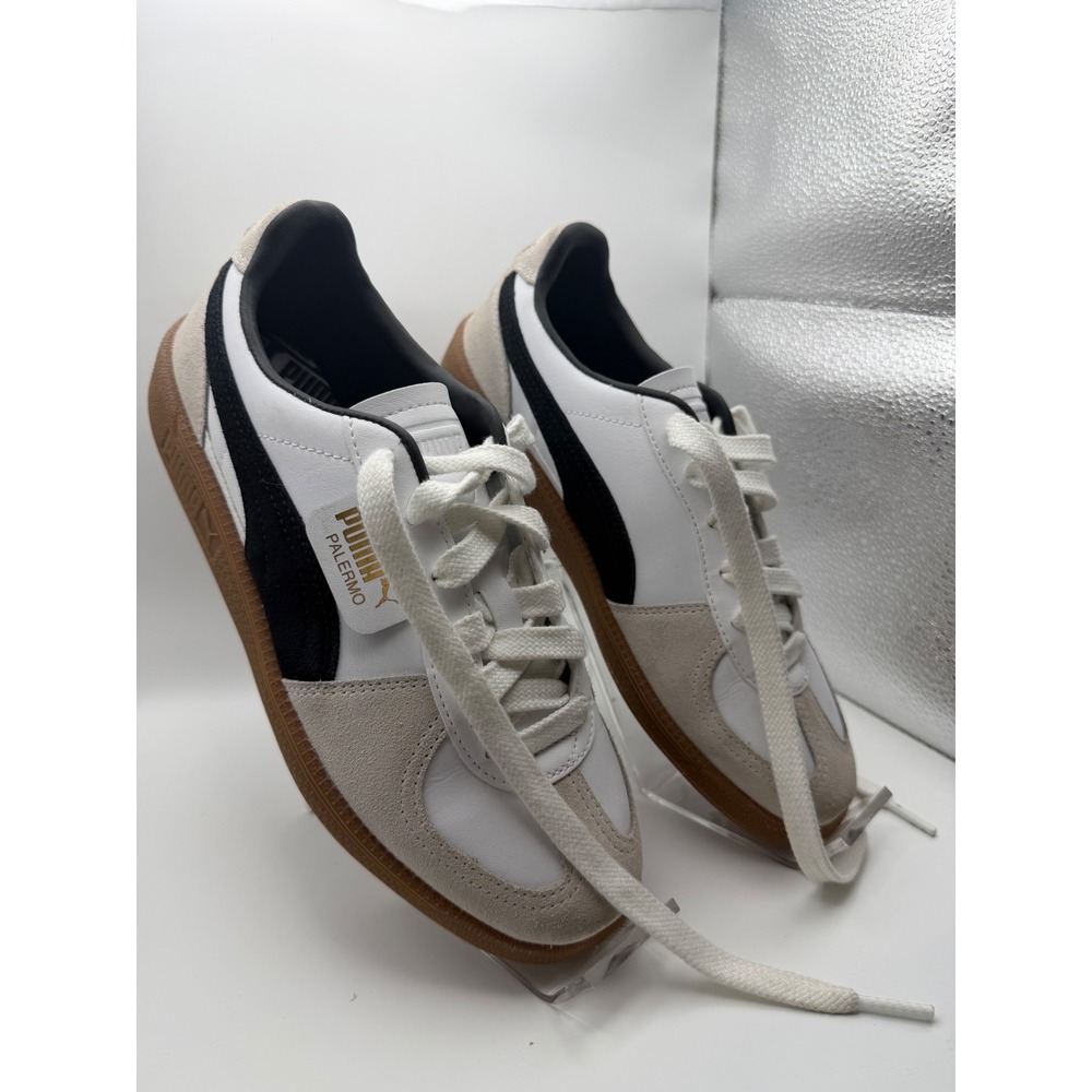 Puma Palermo Mens White Black Gum Low Top Suede Leather Sneakers size 6